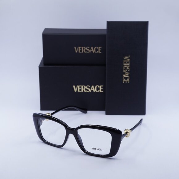 Versace VE3385U GB1 Eyeglasses Shiny Black 53mm Square Frame - Picture 11 of 11
